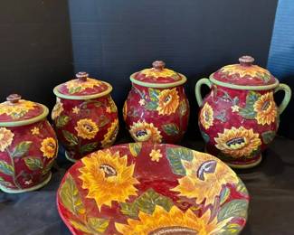A Set of Canisters and Matching Bowl