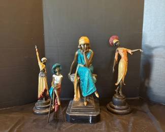 Four Hand Painted Bronzes