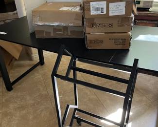 Five Black Metal Storage Carts Still in Boxes