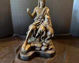 A Bronze Sculpture Titled Jesus Christ with Lamb