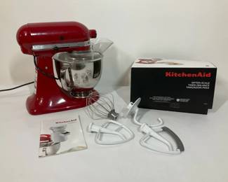 KitchenAid Artisan Red Stand Mixer with Attachments and Sifter Scale Box
