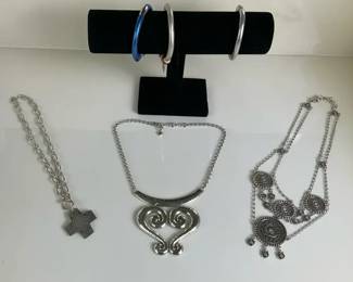 Silver Tone Necklaces and Bangle Bracelets
