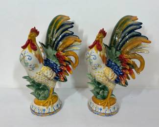 Fitz and Floyd Ricamo Rooster Figurines