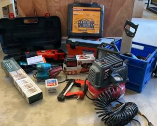 Power Tools, Husky Air Compressor and Mechanics Tool Kit