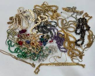Gold Tone and Silver Tone Necklaces with Beaded Jewelry