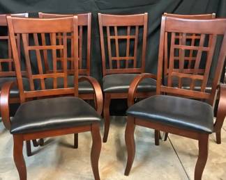 Wood Dining Chairs with Black Upholstered Seats