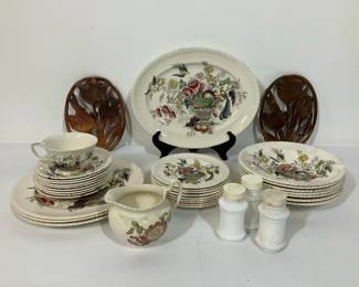 Johnson Brothers Bird of Paradise Dinnerware and Wood Trivets