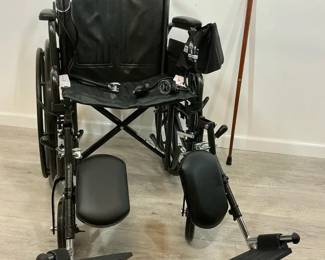Medline Manual Wheelchair with Leg Supports and Walking Cane