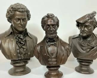 Abraham Lincoln, Mozart and Wagner Composer Busts