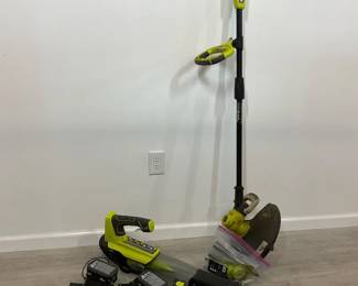 Ryobi Cordless String Trimmer and Leaf Blower with Batteries