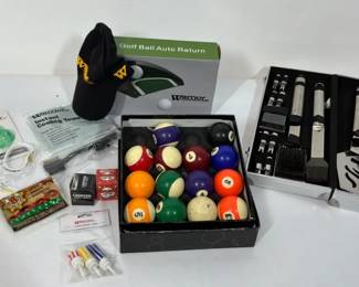 Billiard Balls, BBQ Tool Set and Golf Accessories