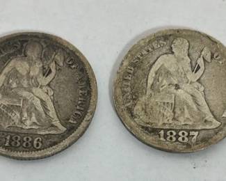 1886 and 1887 Seated Liberty Silver Dimes