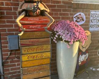 Wood crates, primitives, and Halloween decorations