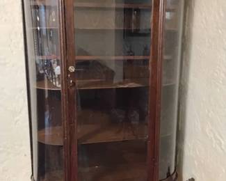 Victorian Curved Glass Curio Cabinet