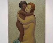 ARDUINO IARICCI EARLY–MID 20TH C. MODERNIST NUDE WOMAN EMBRACING CHILD OIL ON CANVAS