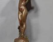 EDWARD HENRY BERGE BRONZE "WILDFLOWER" ON MARBLE BASE SCULPTURE SIGNED