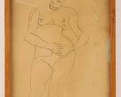 IMPORTANT SIGNED ITALIAN MODERNIST PERICLE FAZZINI NUDE INK ON PAPER, ROME 19