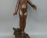 EDWARD HENRY BERGE BRONZE FIGURE "FOREST NYMPH" ON MARBLE BAS