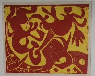PICASSO LINOGRAVURES, 1962 — PLATE 5 "PIQUE ROUGE ET JAUNE" — RARE AUTHORIZED PORTFOLIO EDITION OF 520