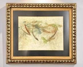 PANG TSENG YING (1916-1997) ORIGINAL ABSTRACT MIXED MEDIA COMPOSITION, SIGNED & FRAMED