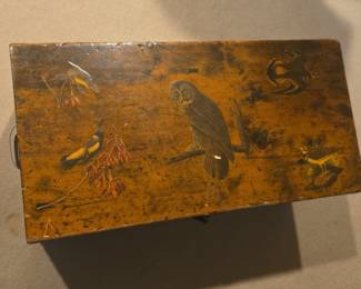 Bird Motif Decoupage Style Decorative Trunk