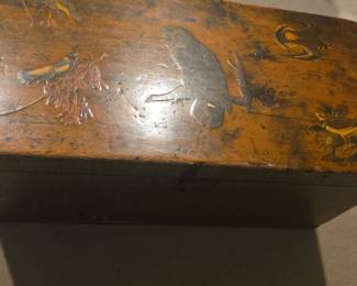 Bird Motif Decoupage Style Decorative Trunk