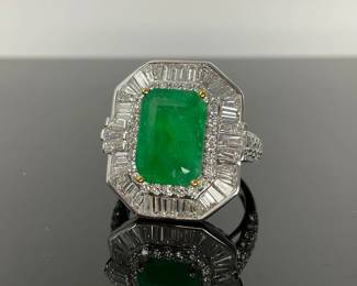 Platinum Emerald statement ring