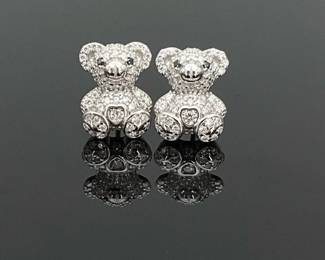 Moissanite Teddy bear earrings