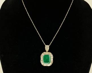 Emerald and diamond pendant