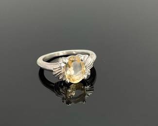 Citrine and diamond ring