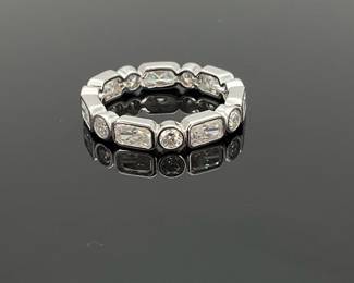 Sterling Silver alternating bezel set ring