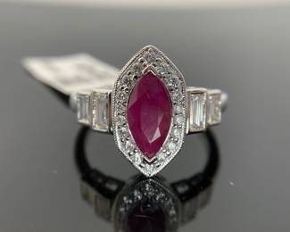 Platinum Ruby and diamond ring