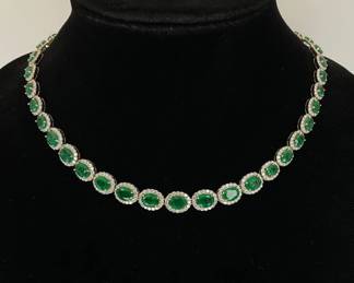 Emerald and diamond necklace