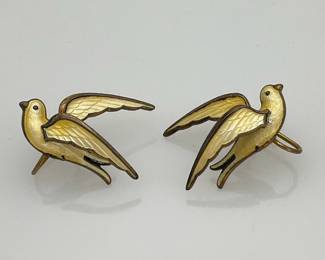 Vintage enamel bird earrings