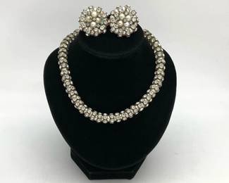 Fux pearl and rhinestone necklace