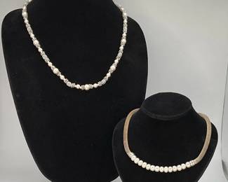 Faux pearl necklaces