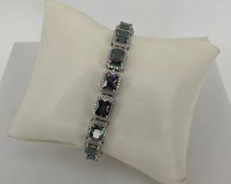 sterling silver mystic stone halo bracelet