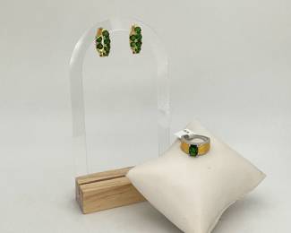 Gold tone earrings with ring