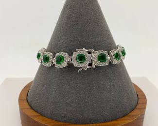 EMA sterling silver green stone bracelet 