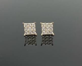 Gold tone over sterling cluster earrings