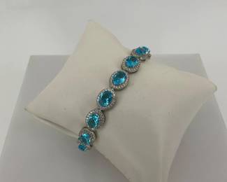 925 Silver oval blue stone bracelet
