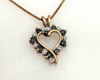 sapphire and diamond heart pendant
