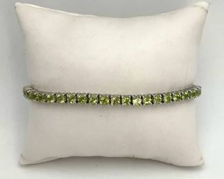 Sterling siler light green peridot tennis bracelet