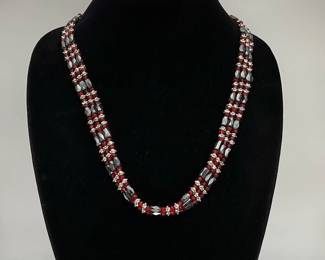 Hematite, red crystal necklace