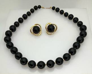 Monet black bead necklace