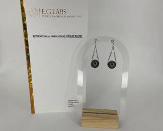 Gray pearl diamond earrings