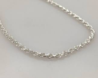 Silver twisted rope chain necklace
