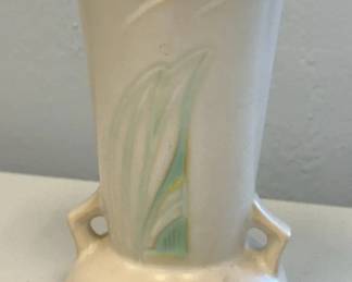 Vintage Roseville Pottery 1806 White Mint Green Art Deco DoubleHandled Vase