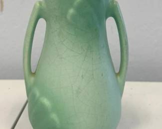 Vintage Weller Pottery Seafoam Green DoubleHandled Art Pottery Vase Matte Glaze