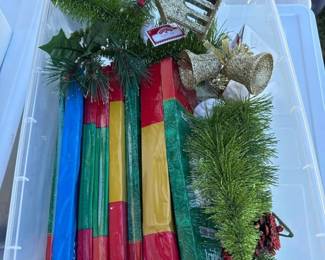 Christmas Tinsel And Small Bottle Trees Lot